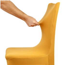 WedDecor Gold Spandex Chair Cover Stretch Removable Slipcover Dining Room Wedding Decor, Christmas Party, Banquet, Anniversary, Birthday Decoration, 1pc