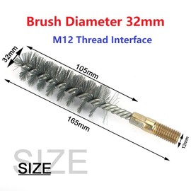 MiJunHD Steel Wire Cleaning Brushes, 32 mm Diameter Wire Brushes, Round Chimney Boiler Brush, Cleaning Brush, M12 Thread Interface for Plumbing and Mechanics (Pack of 1)