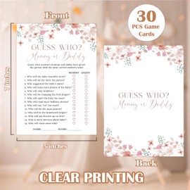 Wildflower Baby Shower Games, Floral Guess Who Mommy or Daddy Game for 30 Guests with Game Cards, Gender Reveal, Baby Shower Supplies & Decorations (DV25)