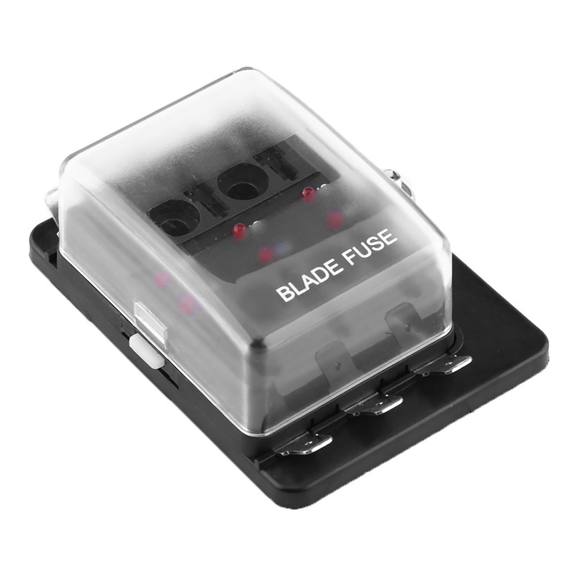 6 Way Circuit Blade Fuse Box Block Holder With LED