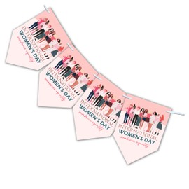 International Women's Day Bunting | 12-Flag Set (Approx. 2.5m) | Women's Day Decor | Celebration Banner | Women's Day Party Decoration women - Design 1