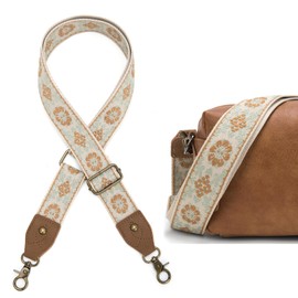 LSETUTIYY Purse Strap, 1.5" Cowhide Head Wide Shoulder Strap Adjustable Replacement,Jacquard Embroidery Crossbody Bag Straps