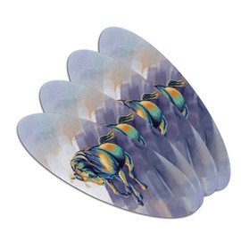 Horse Running Painting Cool Colors Double-Sided Oval Nail File Emery Board Set 4 Pack