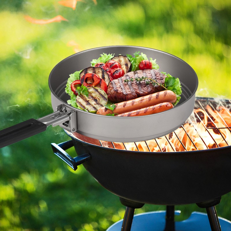 Lixada 1100ml Titanium Fry Pan Ultralight Grill Frying Pan with
