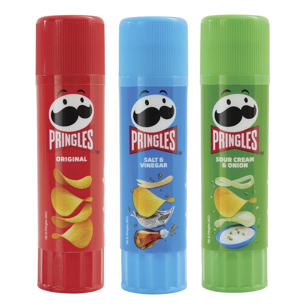 Helix Pringles Glue Sticks - 3 Pack (3x21g) - Washable clear glue - assorted Pringles designs