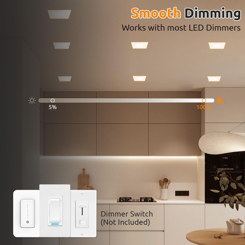 HONZIN Square LED Recessed Lighting 4 Inch, 5CCT Ultra Thin