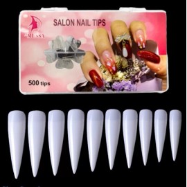 Lé Mussa Tips 500 Piezas Uñas Postizas Stilleto Estileto Larga Xl