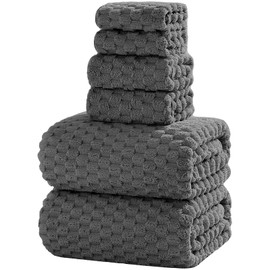 NALIVO Oversized Bath Towels 40x80 Inches Extra Large Bath Sheets for Adults Super Soft Quick Dry Highly Absobent Microfiber Shower Towels for Bathroom（Charcoal Gray, 6Piece