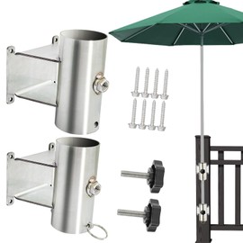Su Ying Patio Umbrella Holder Stand,Outdoor Deck Umbrella Mount, 1.75'' Diameter in Stainless Steel Umbrella Clamp，Install to Wooden Deck, Fences,Balcony or Outdoor Courtyard (Small Item-2)
