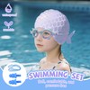 Dwafill Swimming Goggles + Swimming Cap Set, Swimming Cap (Purple)