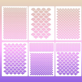 6 Pcs Fish Scale Stencil，Reusable Face Painting Stencils Fish Scales Animal Print Templates Kit DIY Art Painting Templates for Makeup Stencils Paintings Crafts Wall Furniture