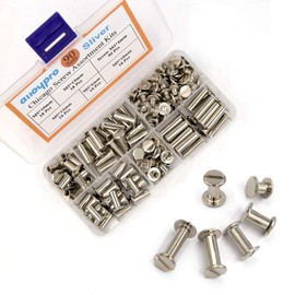 90 Sets Silvery Chicago Binding Screws Assorted Kit Nail Rivet Chicago Button DIY Leather Decoration Bookbinding Round Flat Head Stud Screw (6/10/12/15/18-18pcs)