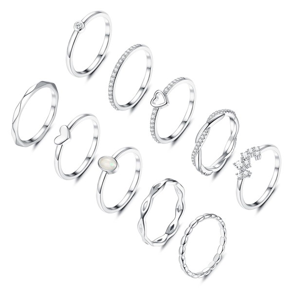 Thunaraz 10PCS 14K Gold Plated Stacking Ring Set for Women