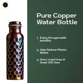 SAJTOX Pure Copper Water Bottle, 32oz, Antique Black, Ayurvedic Water Bottle with Lid, for Hiking, Camping, Home, Office, Gym, Travel, Outdoor Activities 950 ml