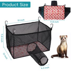 LITURTOO Ferret Hamster Ball Pit Hammock, Bunkbed Hammock Cage Toy Compatible with Tunnel, Suitable for Hamsters and Chinchillas (Ball Not Included)