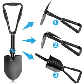TAOPE Folding Shovel, Camping Shovel, Folding Shovel, Portable High Carbon Steel Shovel for Car, Emergency, Backpacking, Outdoor, Hiking, Fishing, Gardening, Digging Excavation