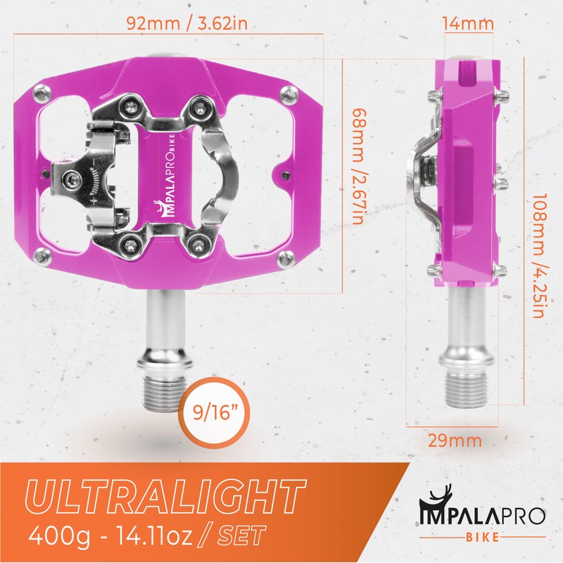 IMPALAPRO - Dual Function Bicycle Flat Pedals and SPD Pedals
