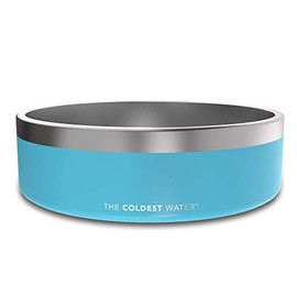 The Coldest Dog Bowl - Durable, Non-Skid, Stainless Steel, Double Wall, Heavy Duty with Rubber Bottom for Dogs, Cats, Pet Feeding (42 oz, Celestial Blue)
