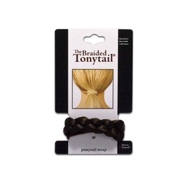 Mia Braided Tonytail Ponytail Wrap Hair Accessory Cuff Braided Synthetic Wig Hair On Elastic Rubber Band for Women, Teens, Dance - Dark Brown Color 1pc