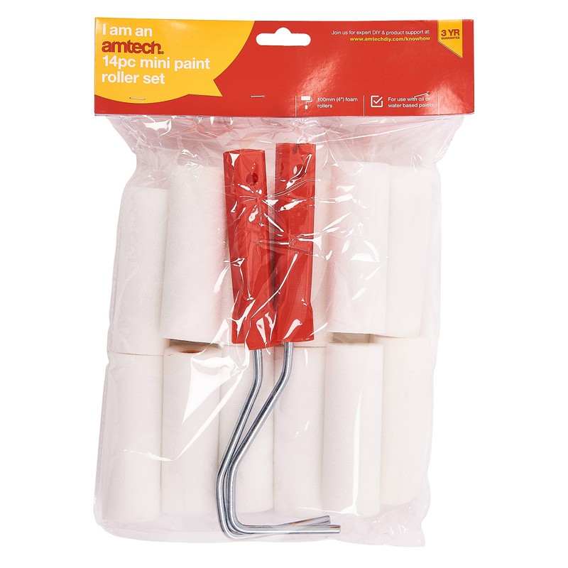 Amtech S3895 14 Piece Mini Paint Roller Set
