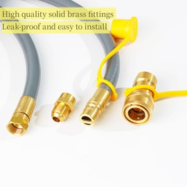 15 FeeT 1/2 inch Natural Gas Hose with Quick Connect Fittings, Natural Gas Hose fit for BBQs、 Grills, Pizza Ovens, Patio Heater and More NG/Propane Appliance