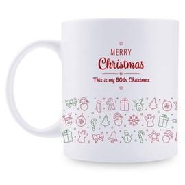 60th Birthday Present For Women - 60th For Women, 60 Year Old Birthday Present, Santa Claus Mug, 11oz Christmas Tree Mug For Party, Celebration, Meeting N5NTRT