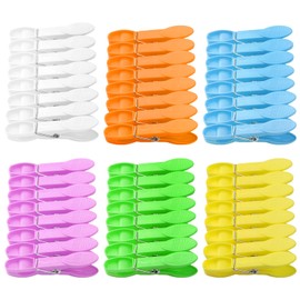 LLMSIX 48pcs Colorful Plastic Clothespins, Heavy Duty Clothes Pins, Laundry Clips for Drying Clothes with Springs, Clothesline Clips for Fixed Drying Clothes Photo Sealed Snack Bag
