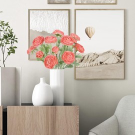 IPOPU Ranunculus Artificial Flowers,5PCS Faux Pink Peonies 15 Heads Vintage Silk Ranunculus Flowers for Wedding Party Garden Vase Home Decoration(Pink)