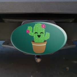 GRAPHICS & MORE Cute Cactus in Pot with Pink Flowers Oval Tow Trailer Hitch Cover Plug Insert