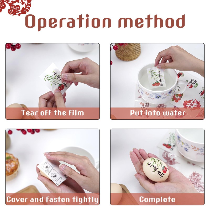 HannaFires ファーストバースデーエッグステッカー16枚-伝統的なアジア風中華和風デザインのゆで卵、赤ちゃんの誕生日、満月、100日記念式典の節目祝い小道具、ギフト