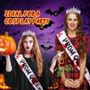 3 Pcs Halloween Prom Queen Crowns and Sashes Set Bloody