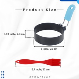 Egg Ring Pack of 2 with 1 Oil Brush Stainless Steel Egg Maker with Anti Scald Folding Handle with Silicon Grip Non Stick Coating Suitable for Egg Frying Patties Mini Burgers Pancakes