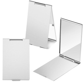 BOHUIZ 3 Pcs Portable Folding Mirror, Ultra Slim Pocket Makeup Mirror Aluminum Shell Compact Cosmetic Mirror Small Travel Mirror for Purse (3.34 × 1.99 Inches)