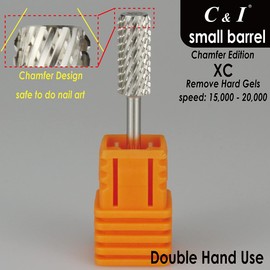 C & I - Broca de uñas de barril pequeño, edición de chaflán, lima de uñas eléctrica profesional para máquina de manicura perforadora, quitar geles de uñas, acrílicos, 3/32 pulgadas (extra grueso -XC)