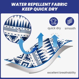 MaaMgic Mens 5 inch Swim Trunks 4 Way Stretch with Mesh Lining Quick Dry Bathing Suits Swimwear,Ethnic Blue,Large