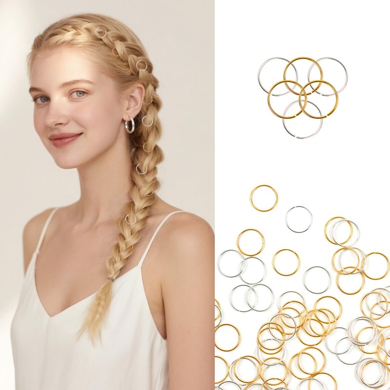 100Pcs Hair Braid Rings Open Metal Dreadlock Rings, Mixed Gold