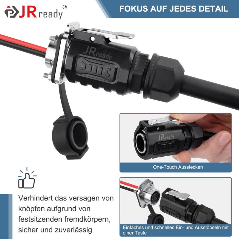 JRready JRSSWCONN CP20 4-Pin Industrial Waterproof Connector 2 Set IP68