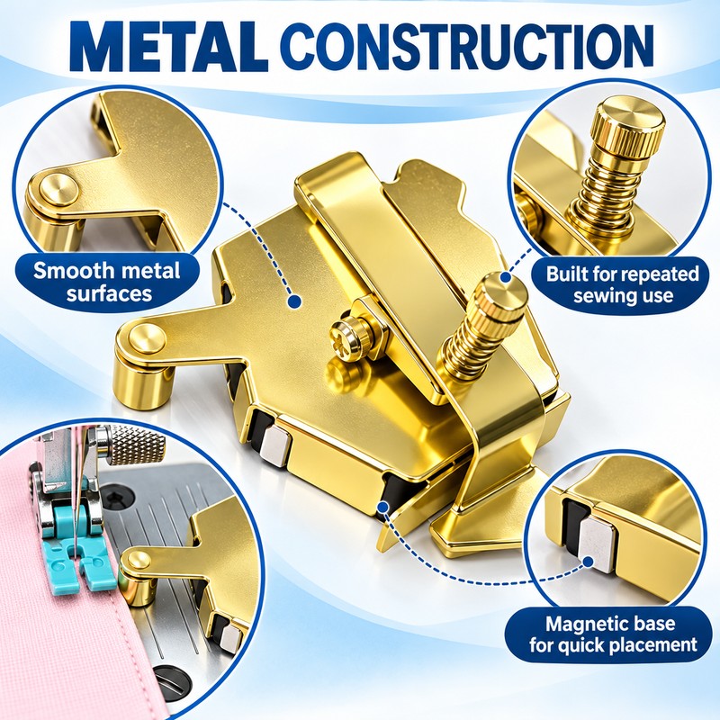Adjustable Magnetic Seam Guide with Spring Clip for Sewing Machines