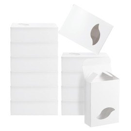 PATIKIL 3.8x2.8x1.2 Paper Soap Box with Window, 20 Pack Homemade Soap Boxes Leaf Presents Packaging Boxes for Birthday Christmas DIY Craft, White