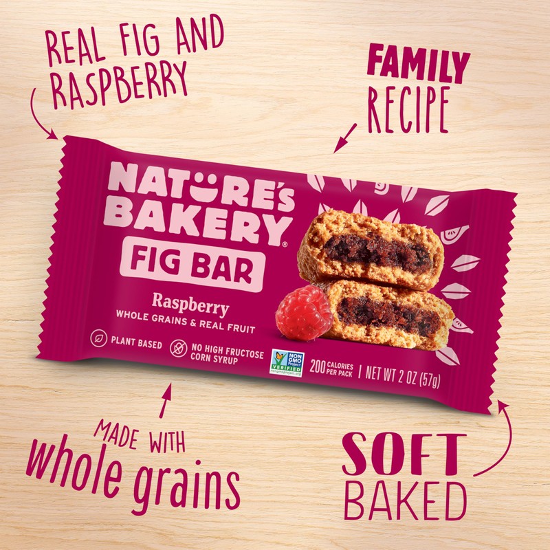 Nature’s Bakery Whole Wheat Fig Bars, Raspberry, Real Fruit, Vegan,