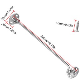 LICQIC 2 PCS Cabin Hook, Gate Latch Hook, Stainless Steel Eye Latch for Garage,Shed Door,Window (250 MM, Silve)