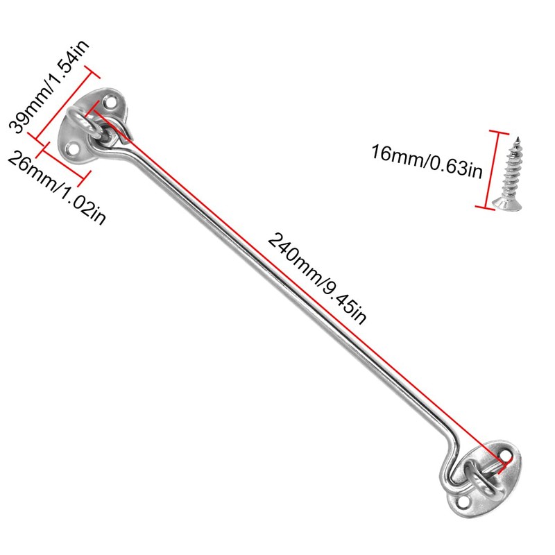 LICQIC 2 PCS Cabin Hook, Gate Latch Hook, Stainless Steel