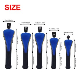 Andux 5Pcs/Set Gold Golf 460cc Driver Fairway Woods Hybrids Club Head Covers MT/ZH15 Blue