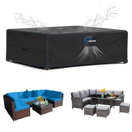 SIRUITON Garden Furniture Covers with Air Vent, Waterproof, Windproof, Heavy Duty RipProof 420D Oxford Fabric, Large Patio Set Cover, Outdoor Table Cover, 125 x 63 x 74 cm