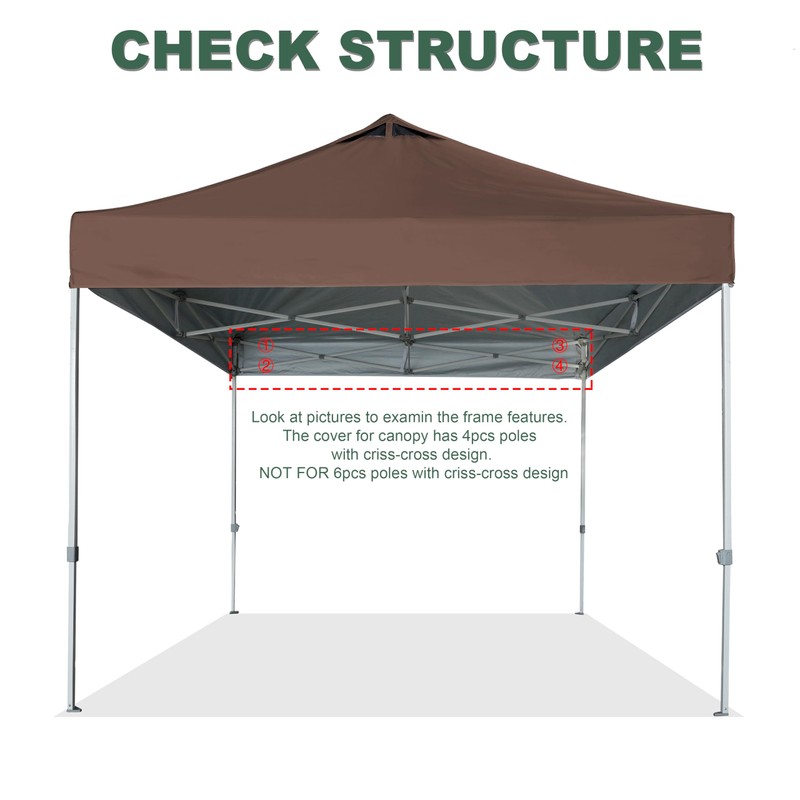 JANCANOPY Brown Commercial Replacement Canopy Cover for 10x10 Straight Leg