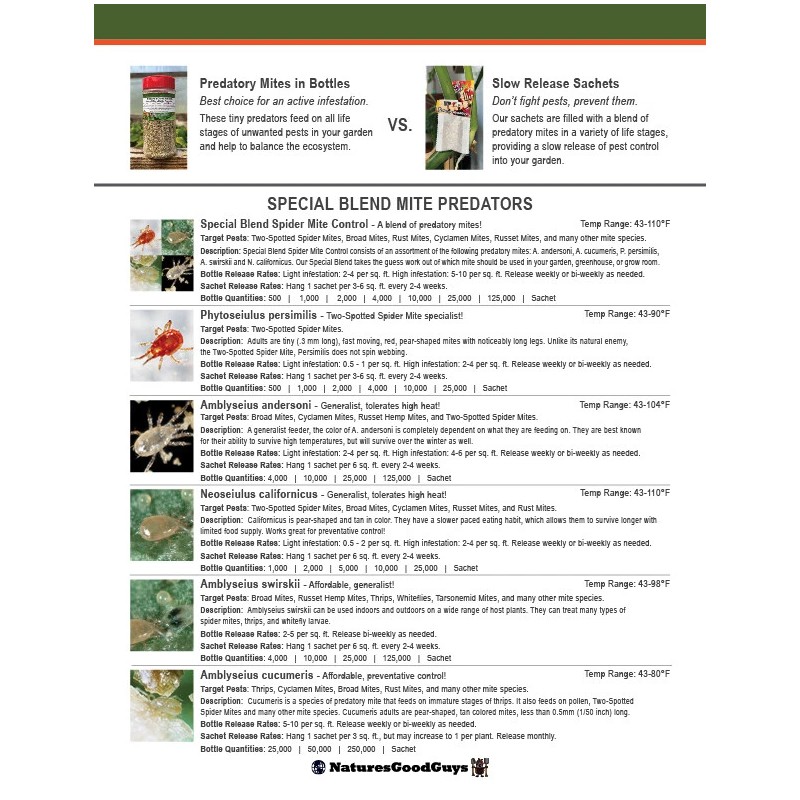 NaturesGoodGuys Special Blend Spider Mite Control Predatory Mites - 8,000