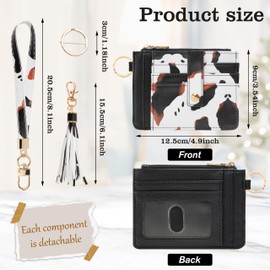 KNGITRYI Small Wallet for Women RFID Card Holder Keychain,Wristlet Wallet Card Wallets for Women (Cow)