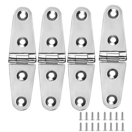 Boat Strap Hinges, Marine Hinges, 4 inch x 1 inch (102mm X 26 mm), Stainless Steel Hinges, Metal Hinges, 316 Stainless Steel with Screws (4 PCS)