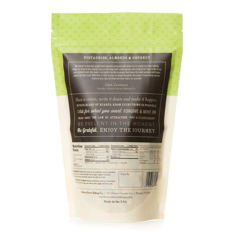 Hudson Henry Granola, Pistachios, Almonds & Coconut - 12 oz.