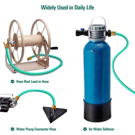 Solution4Patio Hybrid Garden Short Hose, 5/8 in. x 6 ft. Lead-in Hose, Flexible, Lightweight, Male to Female Brass Fittings, Multifunctional for Reel Cart, Softener, Dehumidifier, RV,12 Year Warranty